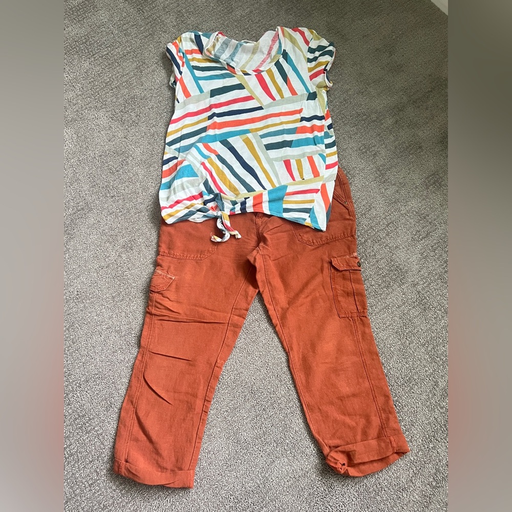 Anthropologie Outfit - T.La Linen Pants + HeiHei Abstract Top
